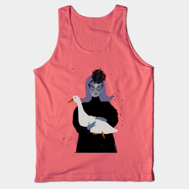 Lady holding a goose Tank Top by Colormyline by Denis Senyol